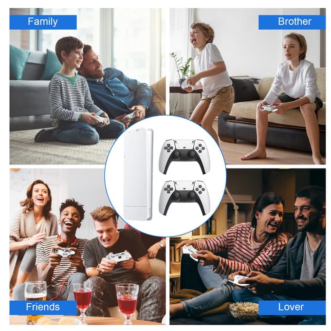 Draadloze gameconsole, retro gamestick, 4K HD plug-and-play tv-videogamestick, 10 emulators, 64G blue