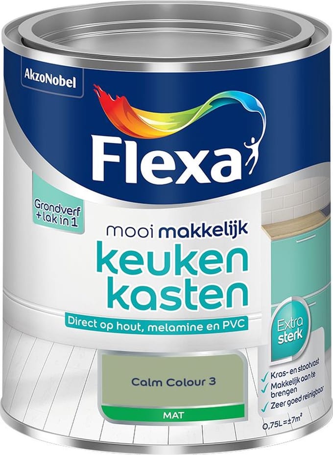 Flexa - Mooi Makkelijk Keukenkasten Mat - Calm Colour 3 - Mengverf - 750 Ml
