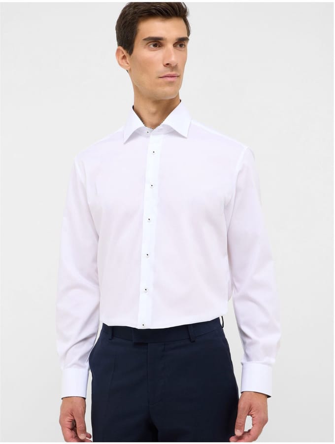 ETERNA modern fit overhemd - popeline - wit - Strijkvrij - Boordmaat: 45