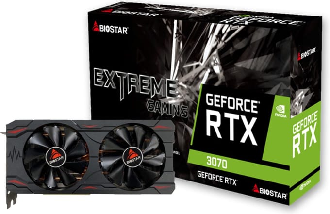 Biostar VN3706RM82 videokaart NVIDIA GeForce RTX 3070 8 GB GDDR6