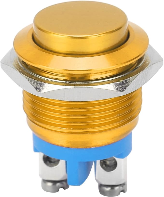 Allecto - Waterdichte Metaal Drukknop Schakelaar 16mm 220V RVS Geel