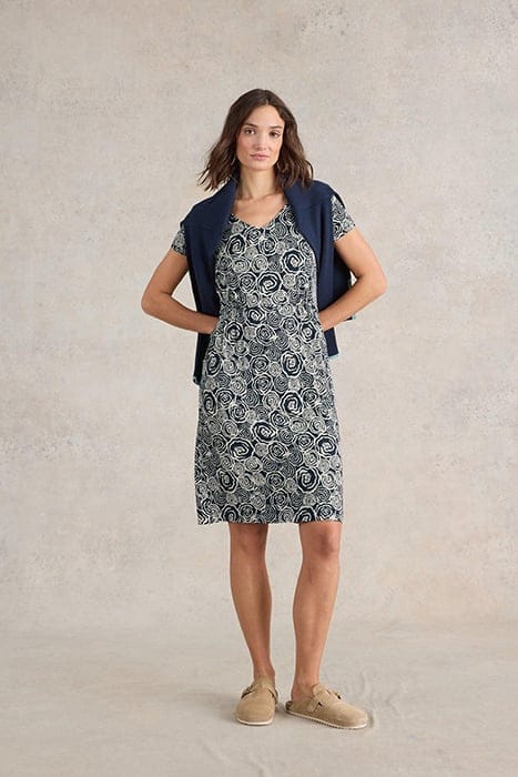 White Stuff Tallie Jersey Dre Navy Printed Taglia: 22 REGULAR | Abiti Midi Outlet | Donna | Blu