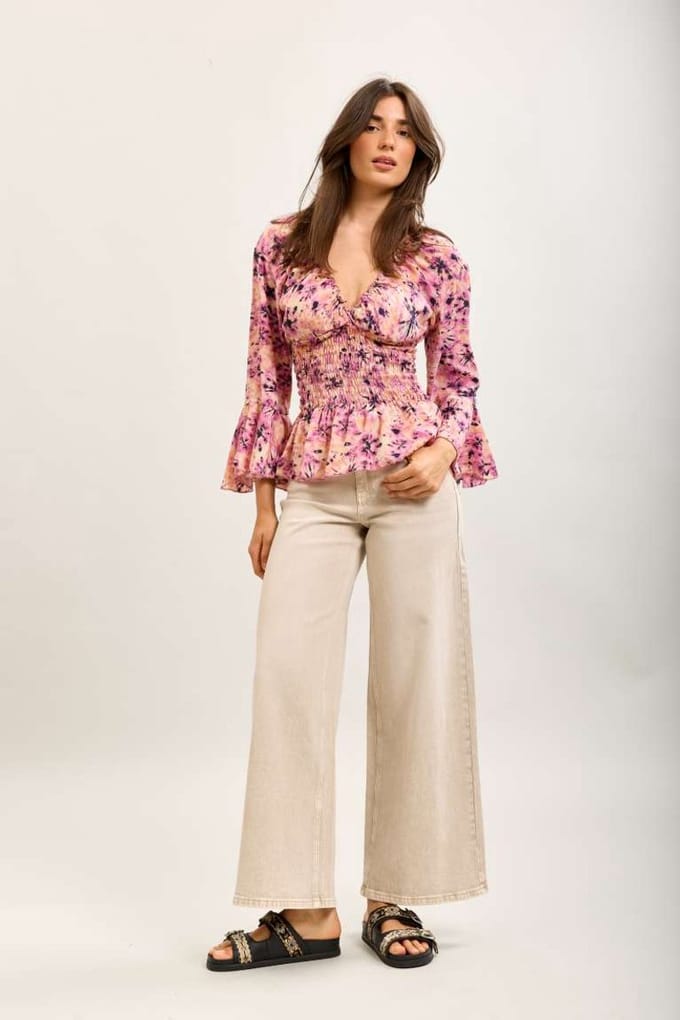 Toxik3 jeans - Broek met hoge taille wide-leg beige dames S