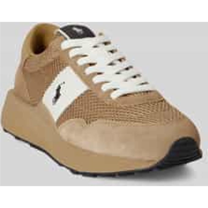 Sneakers van echt rundleer met gestikt logo