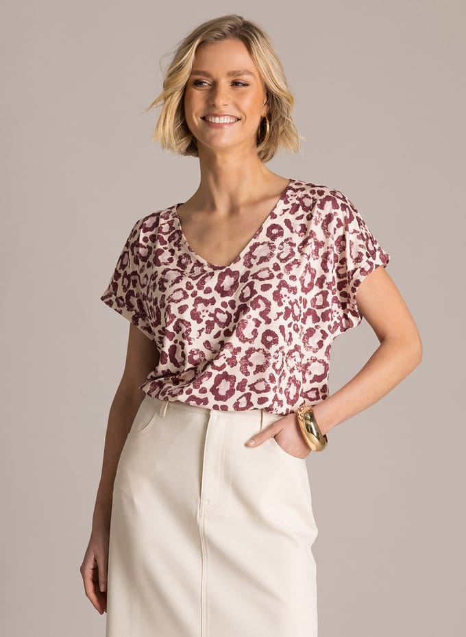 YEST Gieltje Essential Tops - Plum/Multi Colour - maat 40