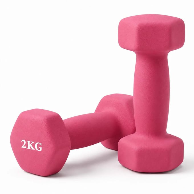 Dumbells - set van 2 - gietijzer - 2 kg - antislip - roze