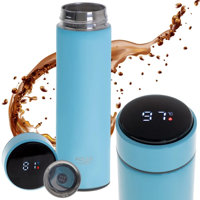Adler AD 4506 - thermal bottle - blue - Size 6.4 cm diameter - Height 22.7 cm - 473 ml