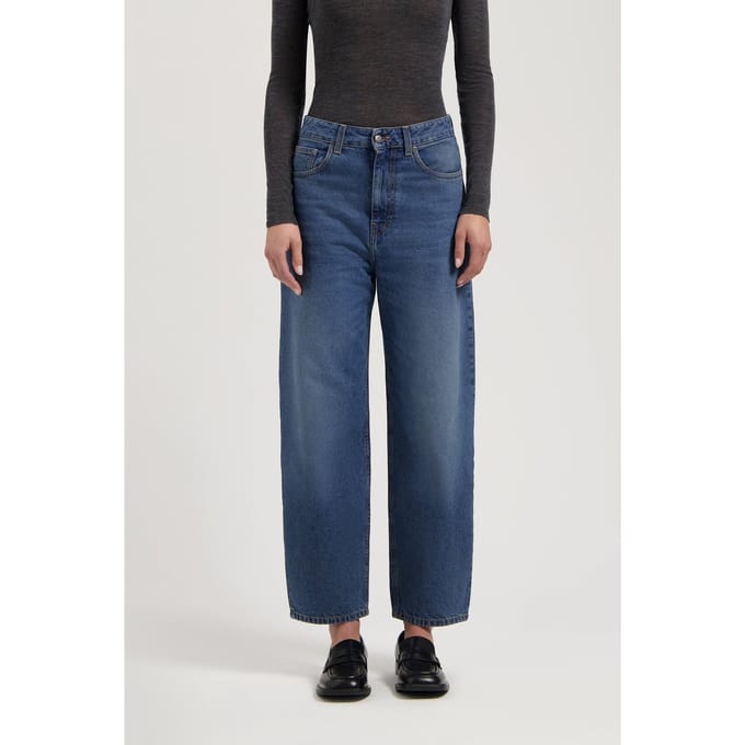 Mud Jeans Brooke High Barrel Rustic Blue Size: W27 | Jeans Outlet | Dames | Blauw