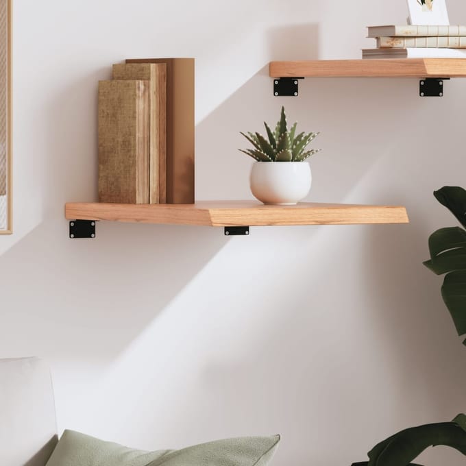vidaXL - Wandschap - 40x60x(2-4) - cm - behandeld - massief - eikenhout - lichtbruin