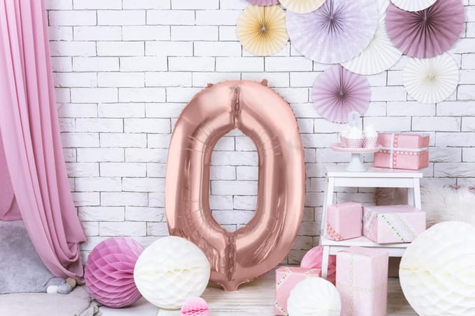 Folie ballon cijfer 0 roze 86 cm