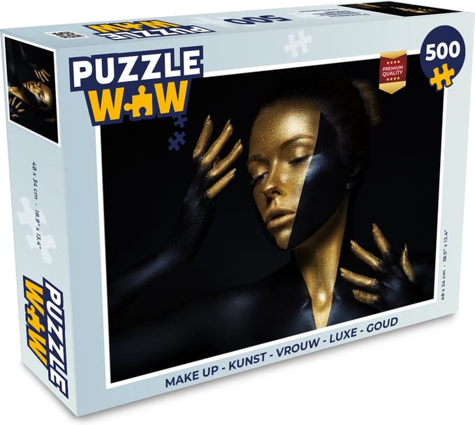 Puzzel Make up - Kunst - Vrouw - Luxe - Goud - Legpuzzel - Puzzel 500 stukjes