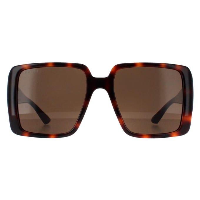 Gucci Vierkant Dames Donker Havana met Goud Donkerbruin GG1692S