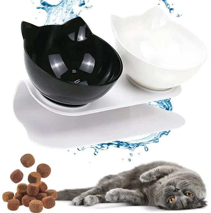 Dubbele Voer- en Drinkbak voor Honden en Katten (2x400 ml)