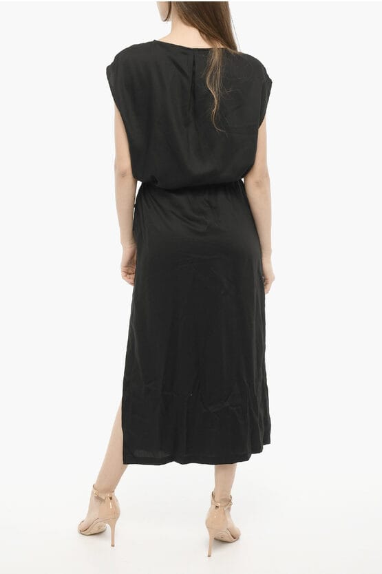 Twill effen maxi-jurk in zwart