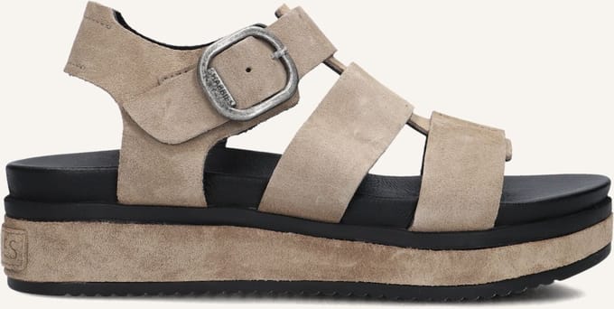 Shabbies Amsterdam - Maro Bold Sandaal Suède Taupe - Maat 40