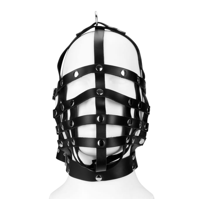 Rimba - Leren Muilkorf - Hoofdmasker Met Ring Boven - Hoofdbondage