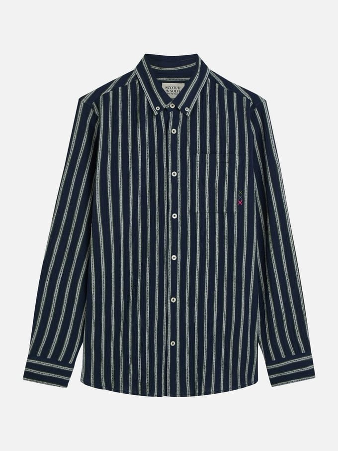 Scotch & Soda Striped Crinkle Structure Regularfit Shirt