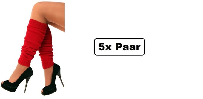 5x Paar Beenwarmers rood - festival thema feest