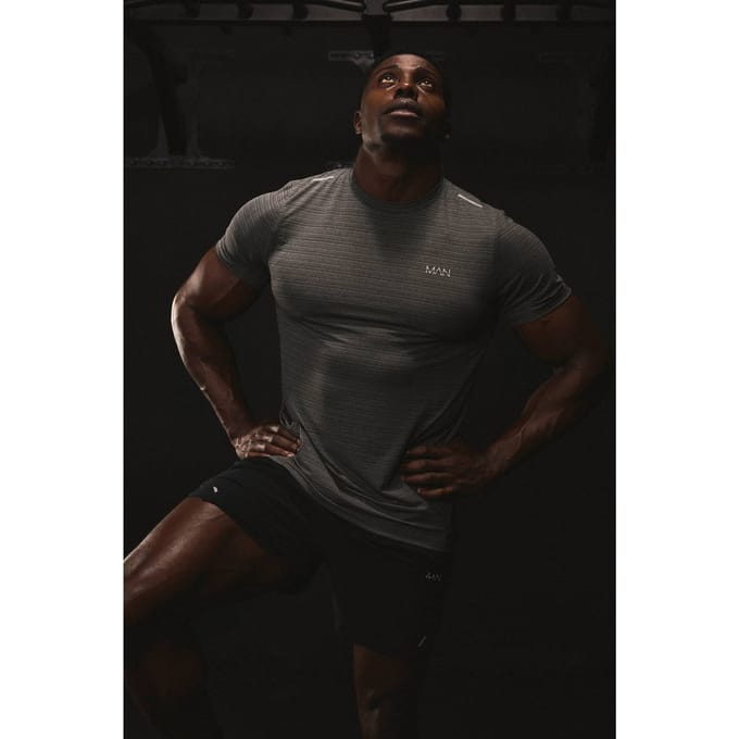 Man Active Engineered Performance Regular Fit Gym T-Shirt | Charcoal | Size Medium