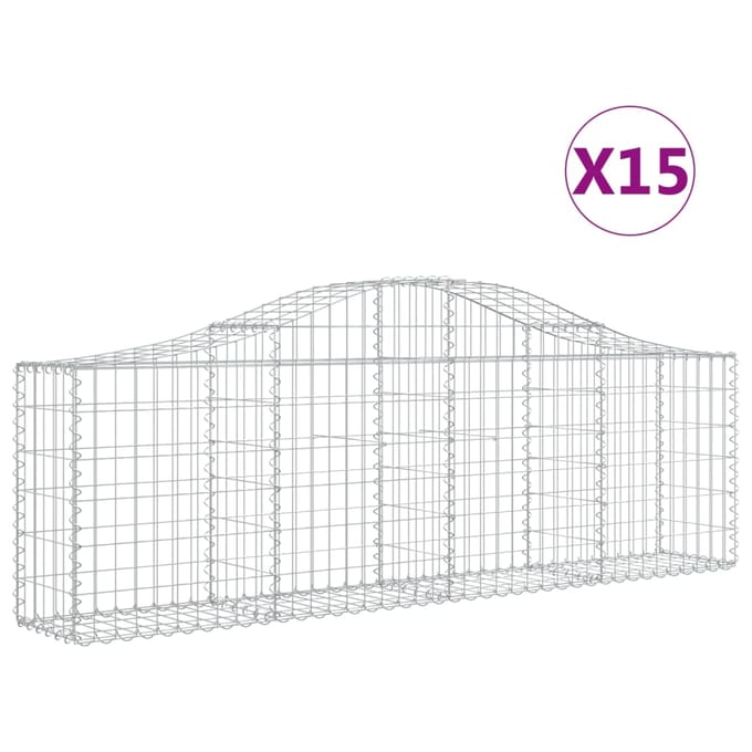 vidaXL - Schanskorven - 15 - st - gewelfd - 200x30x60/80 - cm - gegalvaniseerd - ijzer
