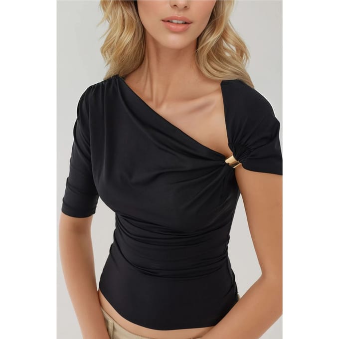 Asymmetrische Kraag Gebreide Top