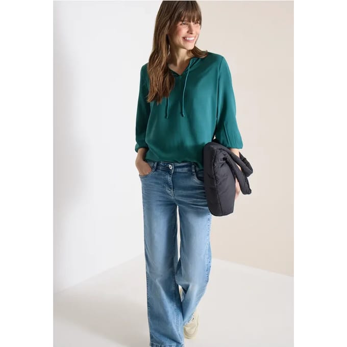 3/4-mouwen blouse met gespleten hals