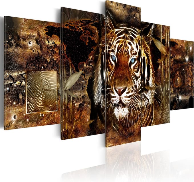 Schilderijen Op Canvas - Schilderij - Golden Jungle 200x100 - Artgeist Schilderij