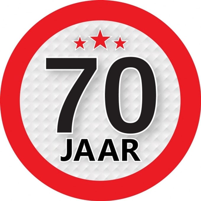 70 jaar leeftijd sticker - rond - Dia 9 cm - 70 jaar verjaardag - jubileum - leeftijd versiering