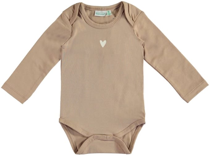 Babylook Heart Romper - Maat 56 - Warm Taupe