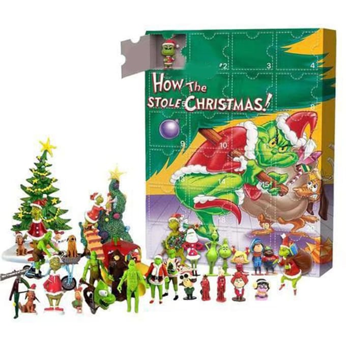 Adventskalender Figuren Schattige Cartoon Aftelkalender Blind Box voor Kinderen Cadeau Verzamelobject blue