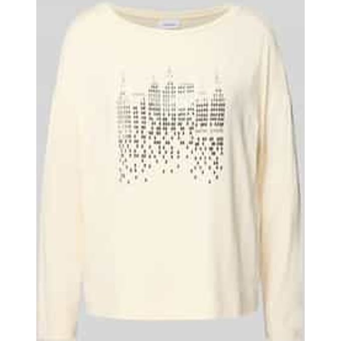 comma - female - Shirt met lange mouwen, print op de voorkant en strasdetails