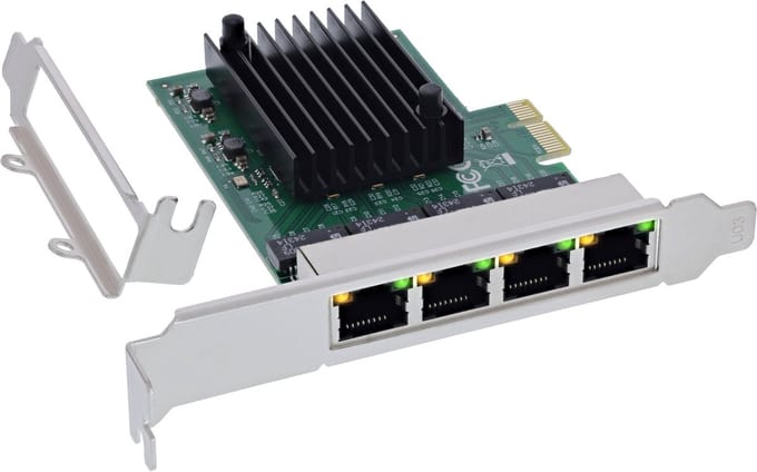 InLine® Quad Gigabit netwerkkaart, 4x RJ45 1 Gb/s, PCIe x1