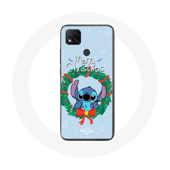 Coque pour Xiaomi Redmi 9C Stitch neige joyeux Noël bleu