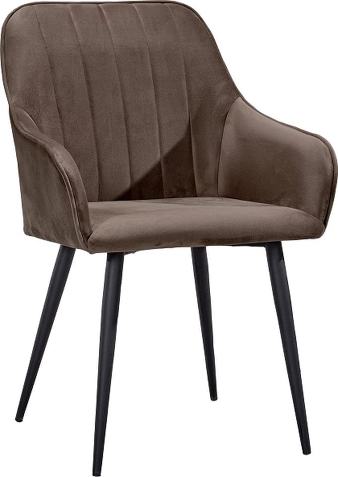 Soph & Tess - Modena Eetkamerstoel - Bruin - Fluweel - Velvet - Industrieel - Met armleuning