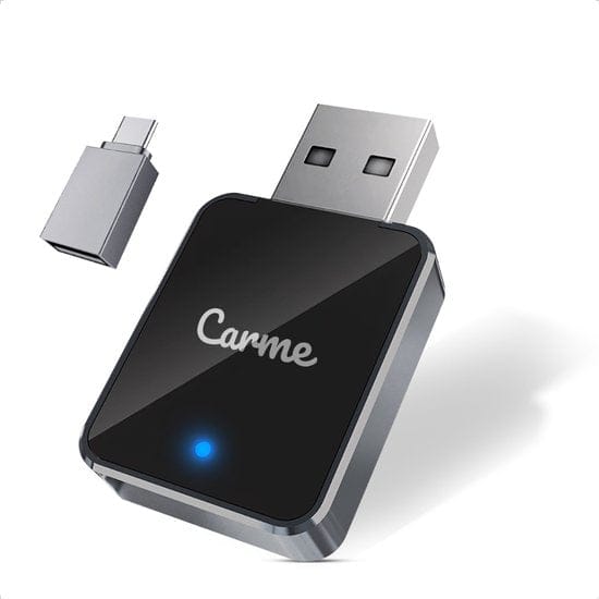 CarMe Mini 2-in-1 CarPlay Dongle V2 - CarPlay Adapter - Draadloos CarPlay & Android Auto - USB-A & USB-C - Android Auto Dongle - Zilver