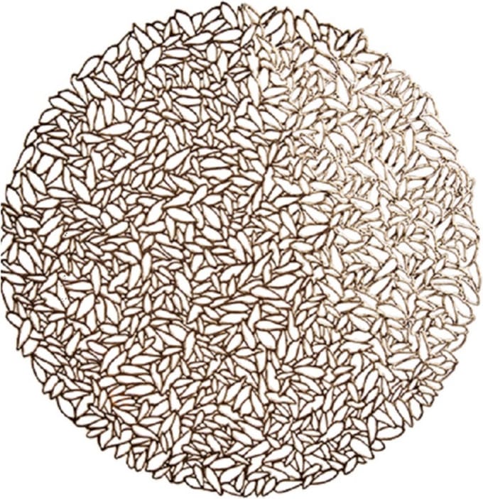 Krist+ Placemat - metallic koper - rond - D38 cm - kunststof - Voor o.a. Kerstmis/Bruiloft/Feest