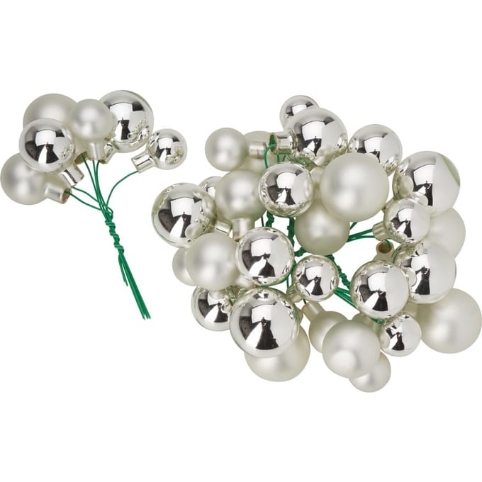 Kerstballen van glas op draad, 36 stuks, Ø 20 / 25 / 30 mm - Zilver mix