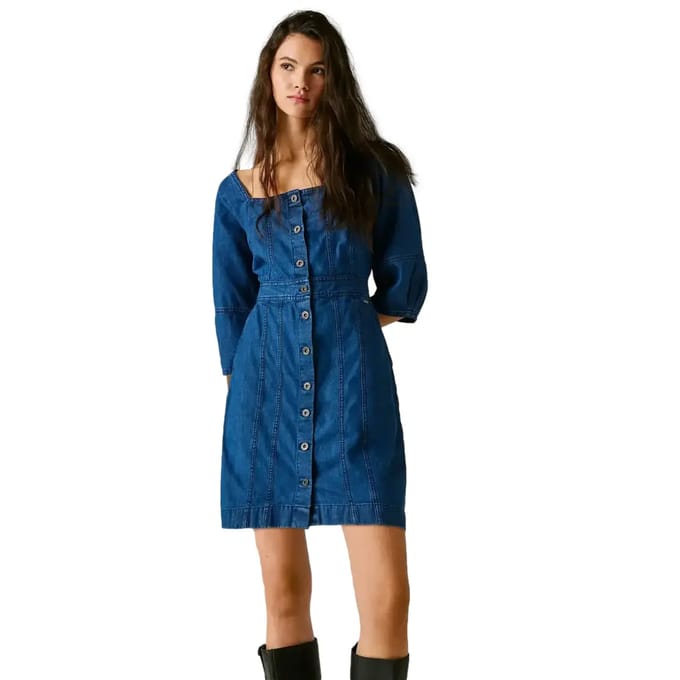 Pepe Jeans Pip Korte Mouwen Korte Jurk Blauw M Vrouw