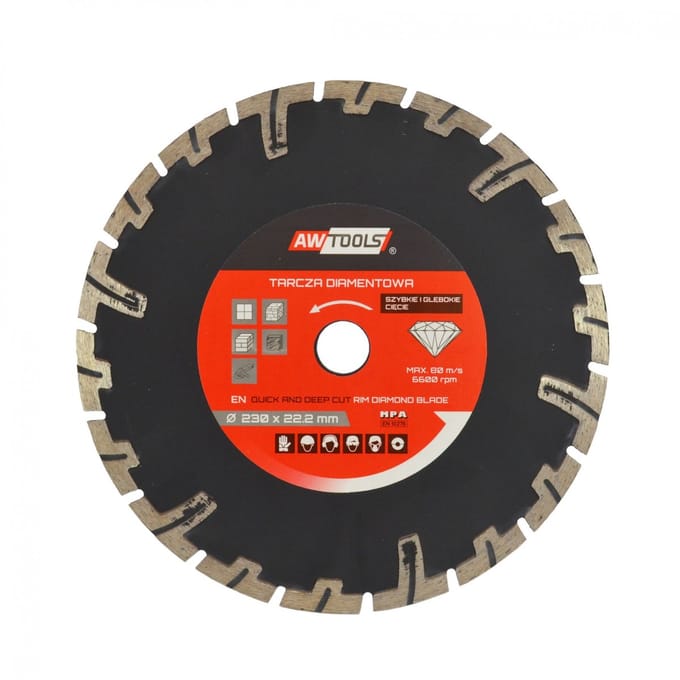 Awtools Serie - Diamant Doorslijpschijf - Snel en Diep Snijden - 230 mm - Segment