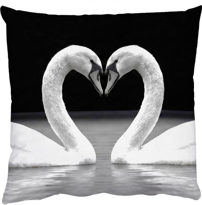 Sierkussens - Kussentjes Woonkamer - 40x40 cm - Zwanen - Hart - Zwart - Wit