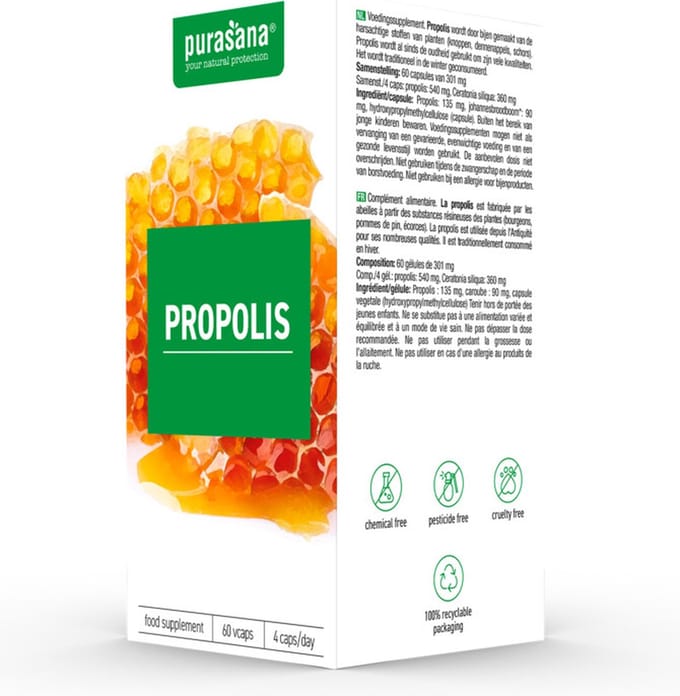 Purasana Propolis Capsules - 225mg - 60 Stuks