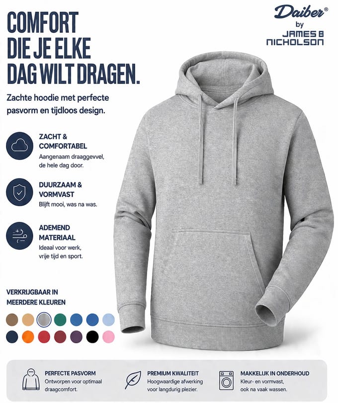 James And Nicholson Heren Basis Hoodie (Grijze Heide)