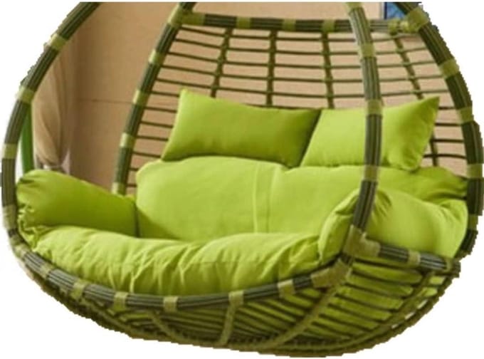 Eierstoel Kussen - Hangstoel Kussen - Buiten Ontspannen - Extra Dikke Vulling - 150x110 cm - Groen