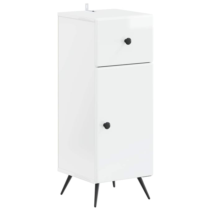 vidaXL - Badkamer - Opbergkast - BREDA - Hoogglans - Wit - 30 - x - 31 - x - 80 - cm