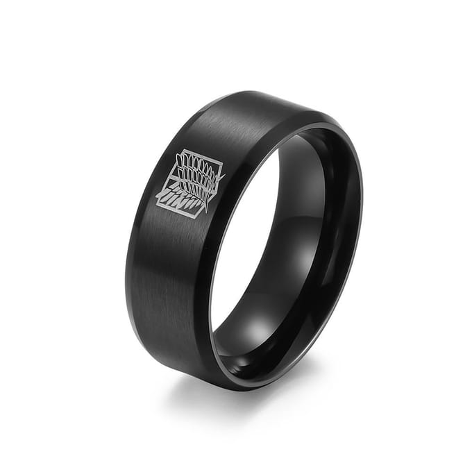 Attack on Titan Vrijheidsvleugels Titanium Staal Ring Japanse Anime Merchandise 12# black