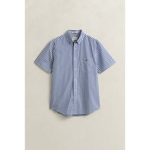 Gant Overhemd Classic Poplin Stripe Short Sleeve College Blue / male