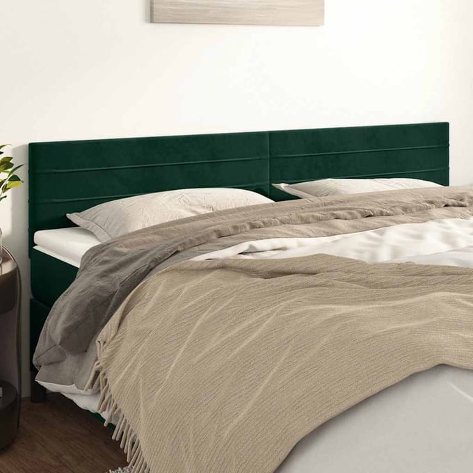 vidaXL - Hoofdborden - 200x5x78/88 - cm - fluweel - donkergroen