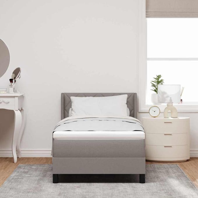 vidaXL - Boxspring - bed - met - hoofdeinde - Taupe - 200 - x - 100 - cm - Stof