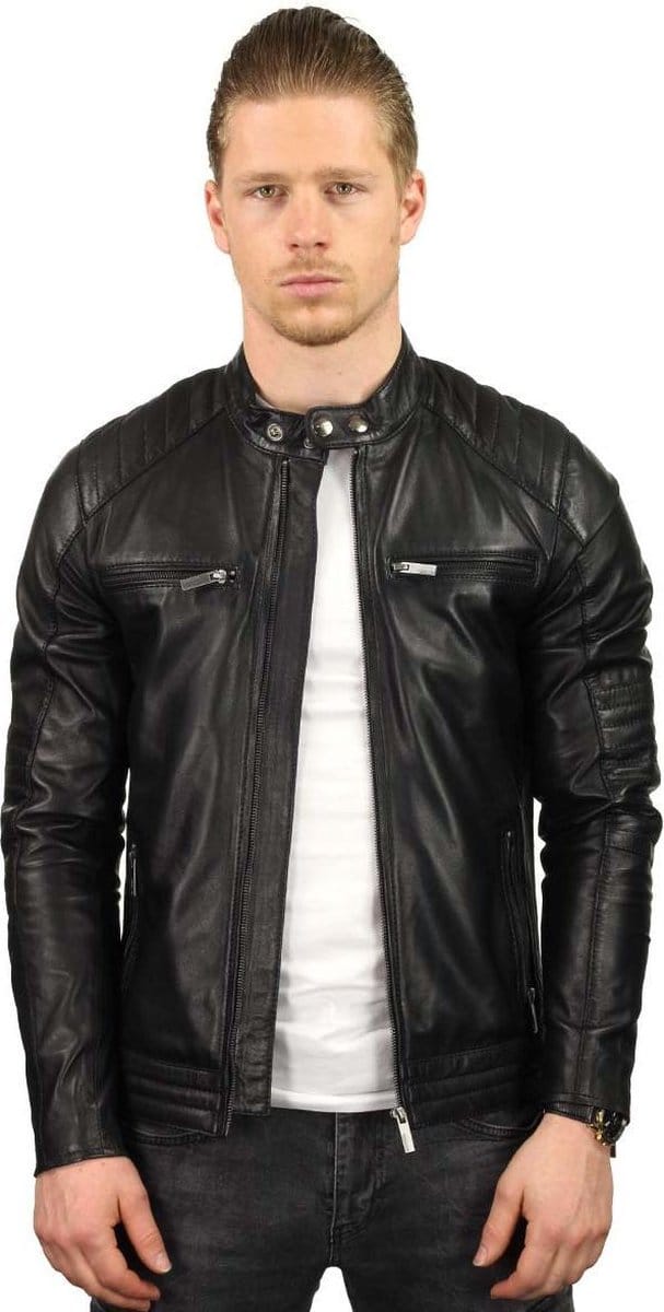 Versano Reno Leren Heren Bikerjack Heren Jack 4XL - Zwart