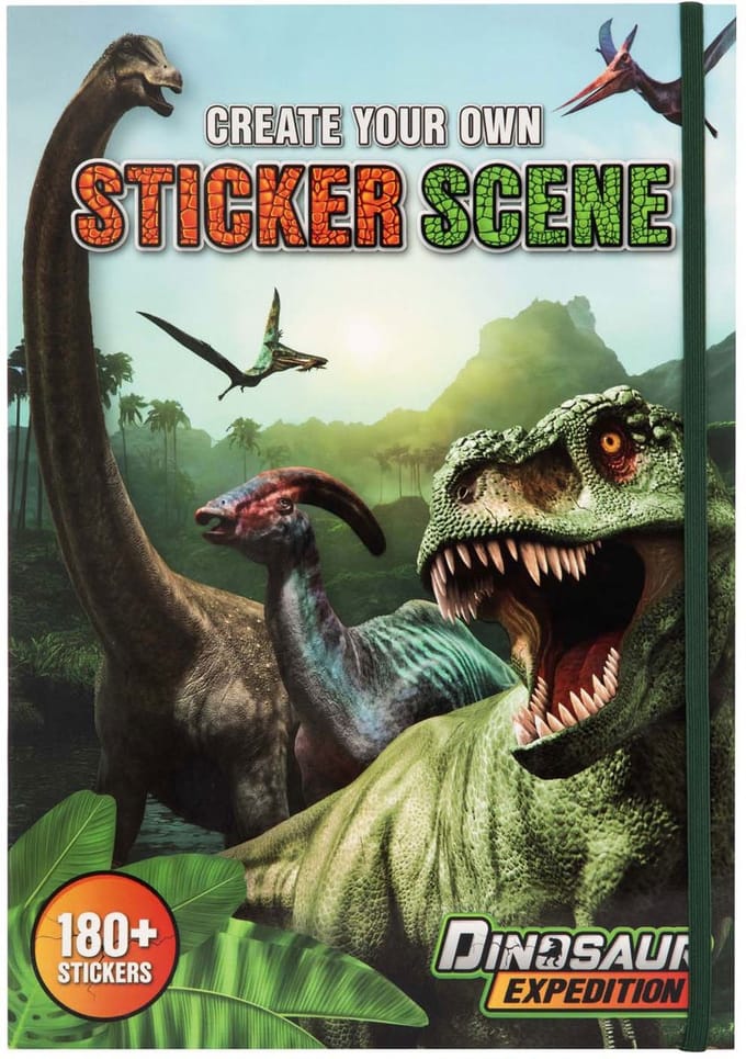 Creative Craft Group dino stickerboek met 180 stickers en landschappen.